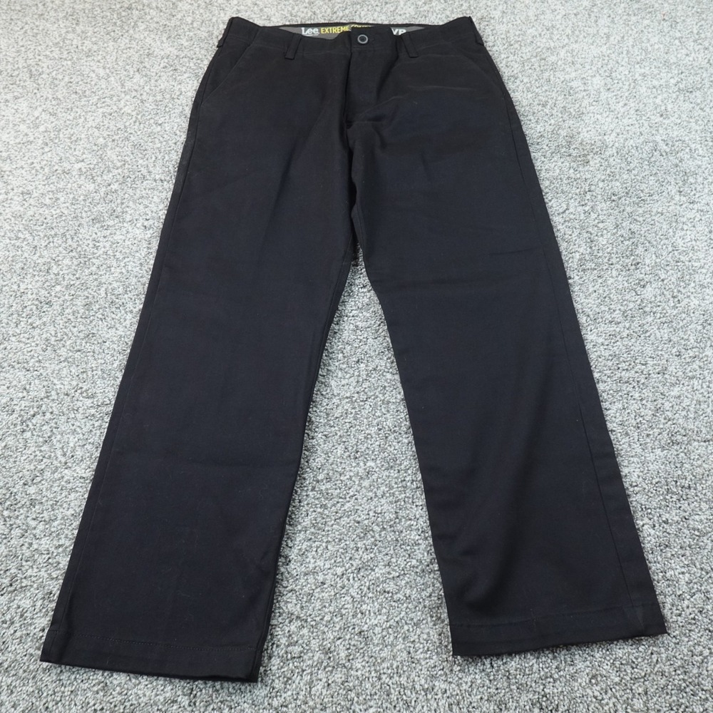 Lee Pants Mens 34X29 Black Chino Trouser Comfort MVP Straight Stretch Flex Waist